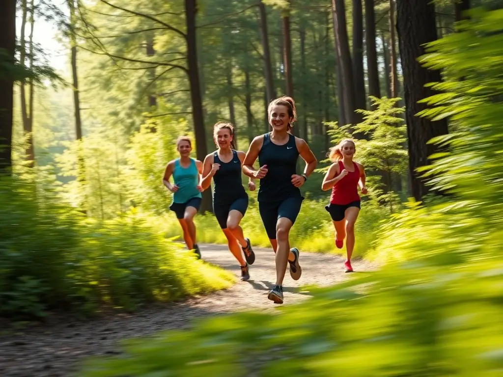 A dynamic shot of runners competing in an annual off-road race, showcasing the excitement and challenge of the event.