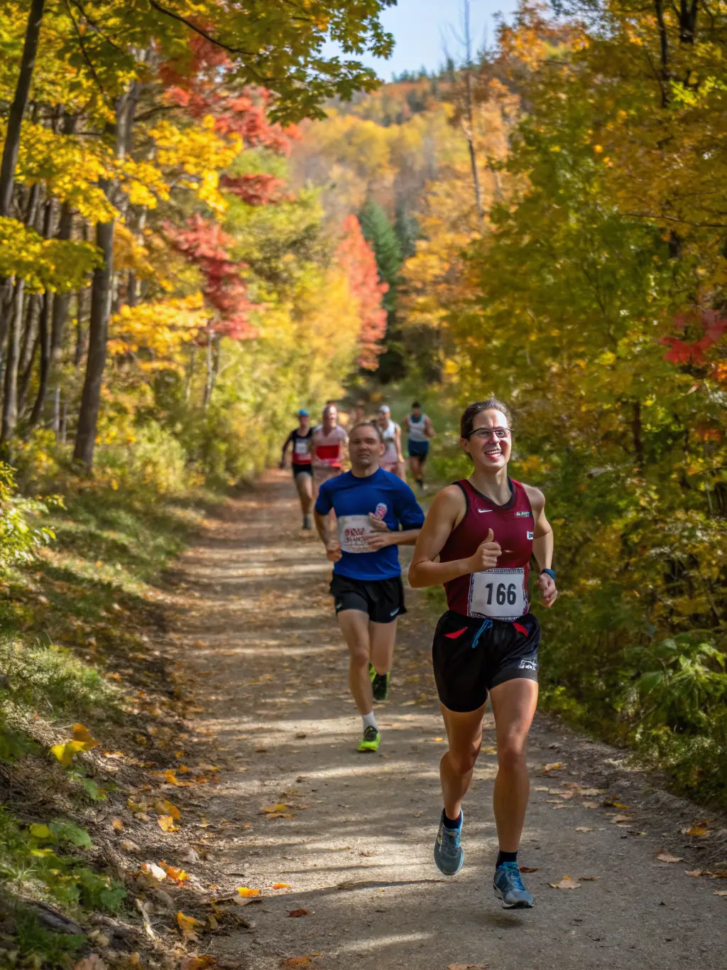 A diverse group of runners participating in an off-road race, showcasing inclusivity and community spirit.